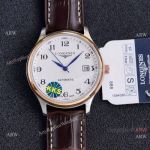 Swiss Quality Longines Master Citizen 8215 Watch Arabic Dial Brown Leather Strap